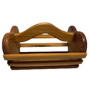 VTG Cottage Core Wood Heart Basket with Handle 10.5"x7"